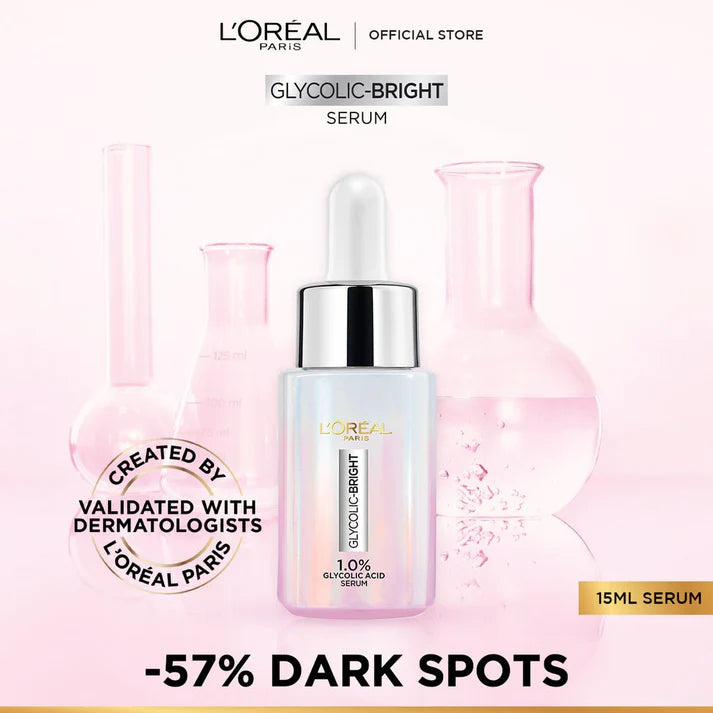 L'Oreal Paris Glycolic-Bright Instant Glowing Serum - 1.0% Glycolic Acid (15ml & 30ml)